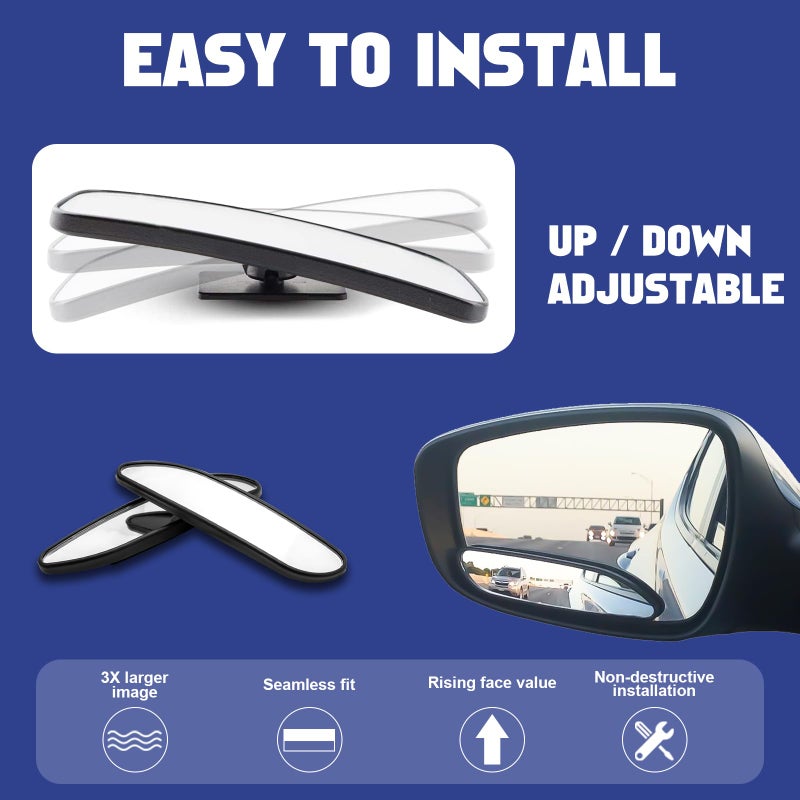 x xotic tech Blind Spot Mirror, 5'' Framed Rhombus HD Glass Convex Adjustable Wide Angle Rear View Mirror,Universal For Car SUVs Truck Motorcycle (2pcs) - Image 5